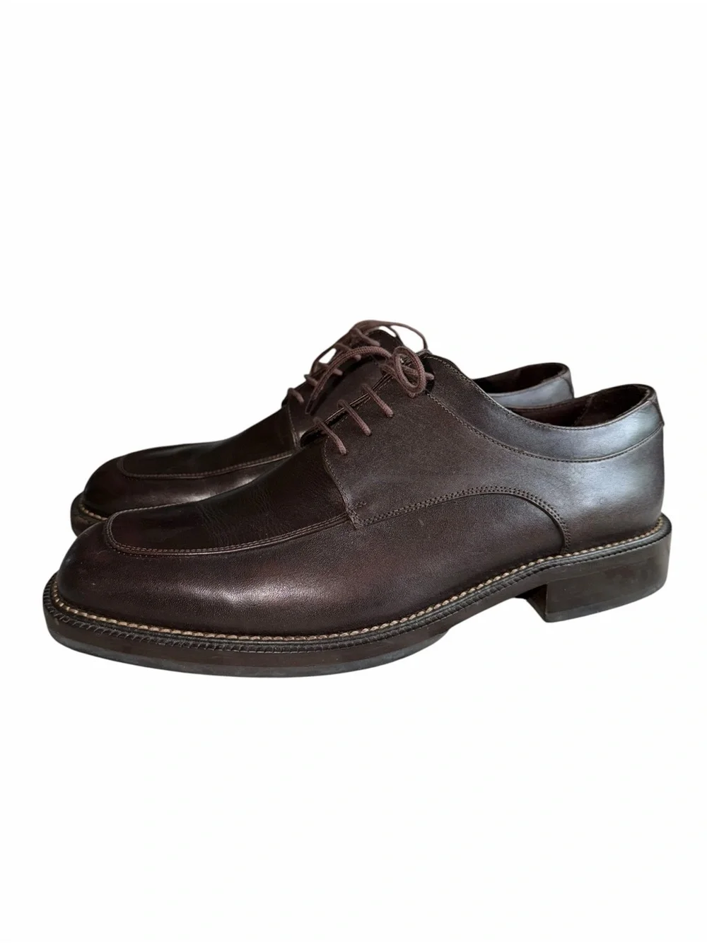 Cole Haan Derby Lace Up Apron Toe Brown Leather Dress Shoes Men's US 9D Academia